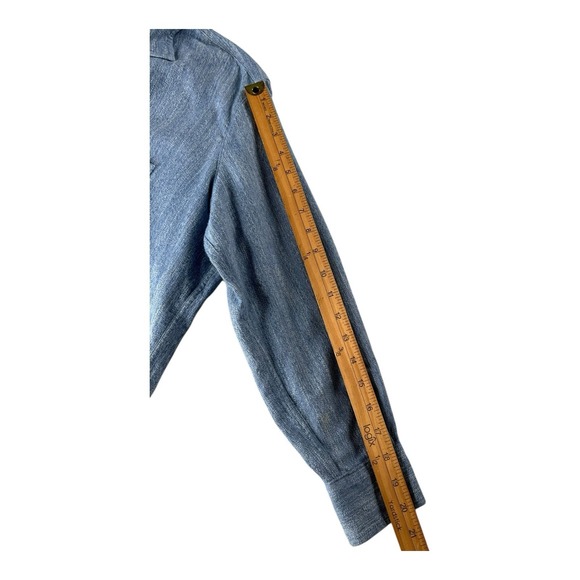 FRANK & EILEEN Boyfriend Shirt BLUE HERRINGBONE FLANNEL Relaxed Soft! XS - Picture 11 of 15